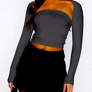 EZ WEAR SID GREY LETTUCE TRIM TUBTOP WITH BOLERO!